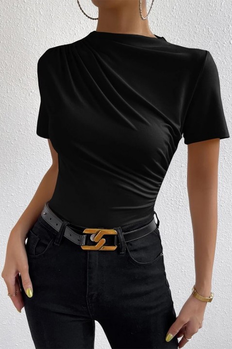 Κοντομάνικο μπλουζάκι ZERFOINA BLACK, Χρώμα: μαύρο, IVET.EU - Εκπτώσεις έως -80%