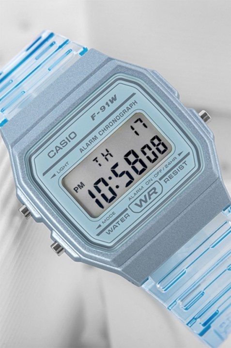 Dětské hodinky Casio F-91WS-2DF, Barva: světlemodrá, IVET.EU - Stylové oblečení