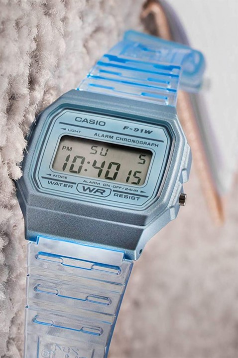 Dětské hodinky Casio F-91WS-2DF, Barva: světlemodrá, IVET.EU - Stylové oblečení