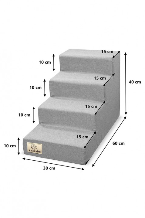 Schodíky pre psov ZELINZO 30 cm X 60 cm X 40 cm, Farba: sivá, IVET.EU - Štýlové oblečenie